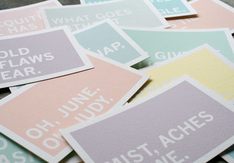 Screenprinted Postcards: Something Small To Say. Complete set of twelve.