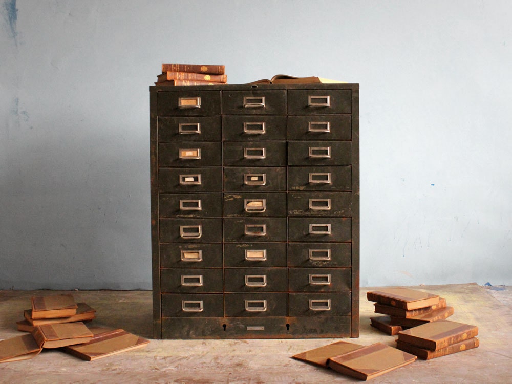 RESERVED FOR Lanora - Dark Green Industrial Metal Drawers