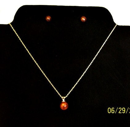 Pearl Necklace & Earring Jewelry Set, Chocolate Pearls, June Birthstone