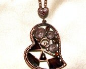 Heart Necklace Copper with Swarovski Crystals