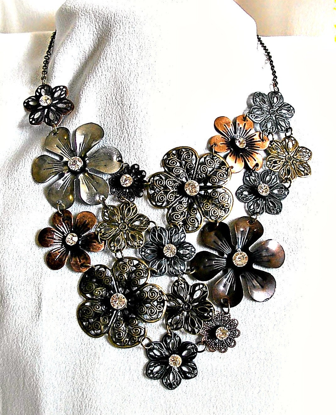 Bib Necklace Floral Metal Garden Jewelry