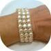 White Pearl Bracelet, Bridal Wedding Cuff Jewelry