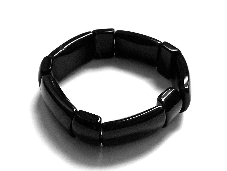 Black Obsidian Beaded Bracelet, Black Bracelet Jewelry