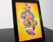 Yellow Triangle Collage, 4"x6", cut paper