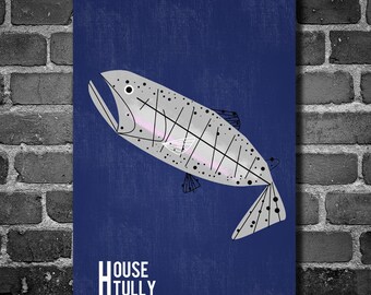 Game of Thrones poster movie poster minimalist print 11x17 House Tully Charley Harper
