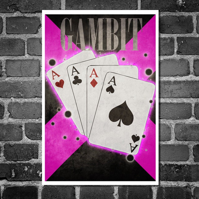 X-Men movie art minimalist poster nerd art Gambit art comic book poster print 11x17
