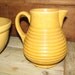Antique Primitive Mustard Pottery Ribbed Pitcher