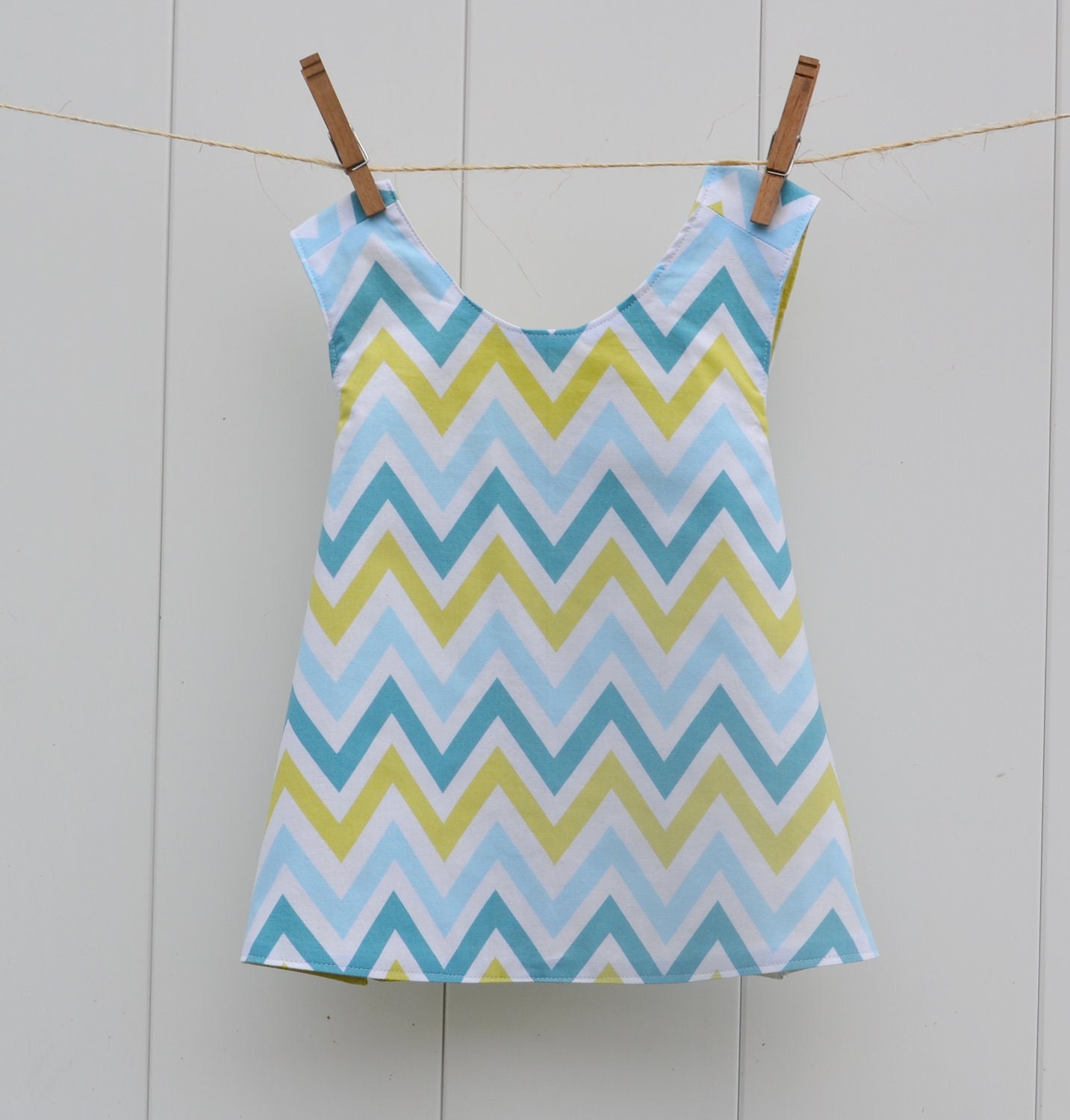 Modern Classic Pinafore - Chevron in size 2T READY TO SHIP