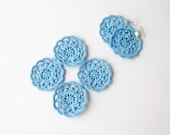 Blue crochet flower appliques for jewelry making Gift wrapping Garland making Scrapbooking easter decor decoration embellishment ohtteam