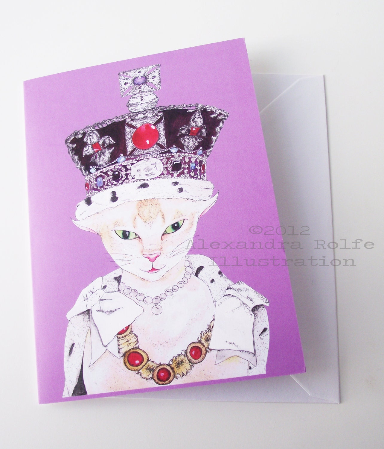 Princess tallulah cat wearing crown greeting card