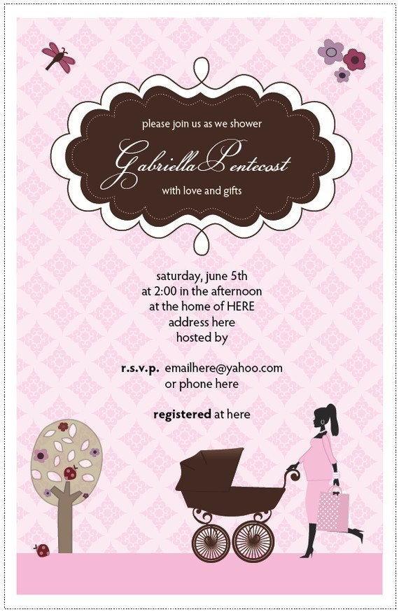 Chic Pink Baby Shower - Print It Yourself - Invitation/Envelope