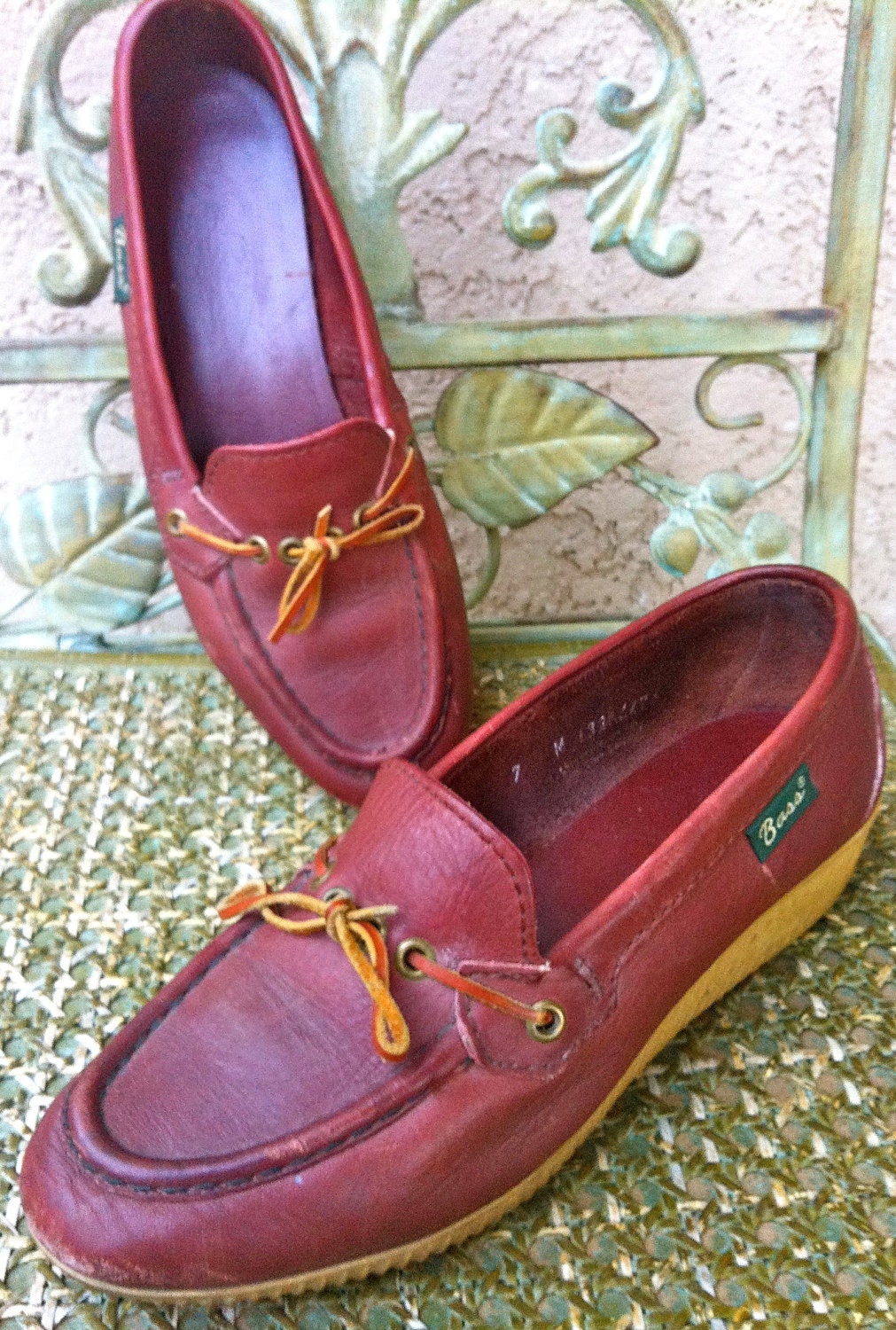 Vintage 70s Wedge Loafers, Womens Size 7