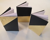 Gold Metal Leaf Pocket Notebooks: Set of Three Black and Gold Metallic Small Journals Cahier - PaperJayneDebbie