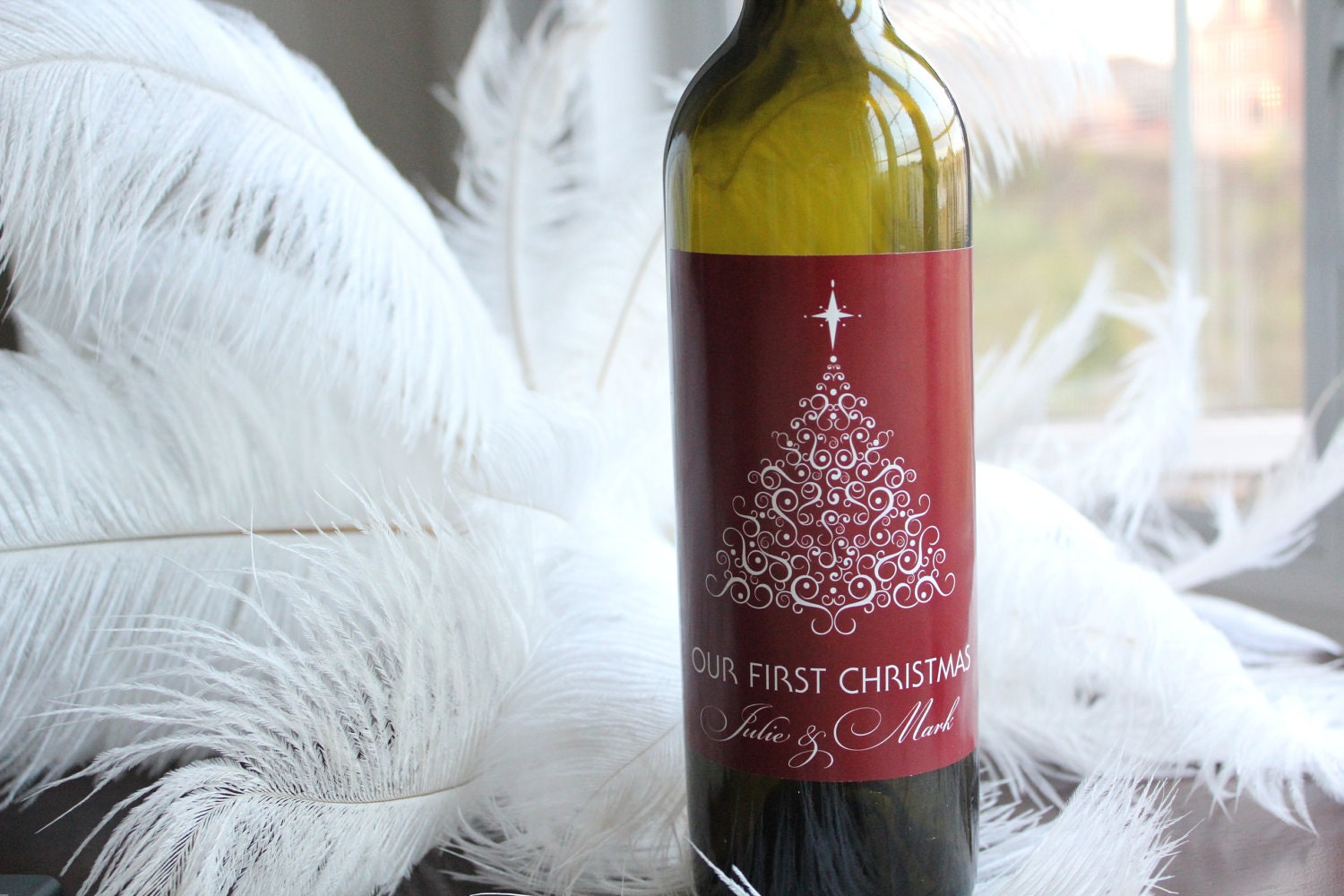 Swirl Christmas Tree - Custom Wine Bottle Labels