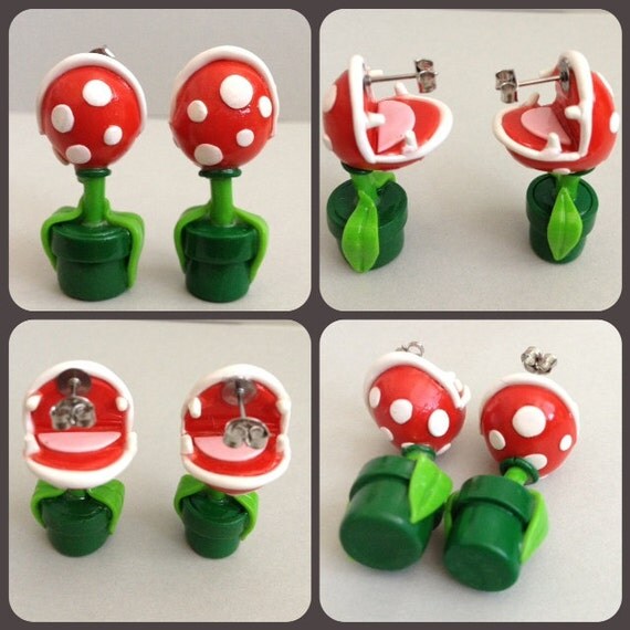 Super Mario Inspired Piranha Plant Earrings/Surgical Steel studs
