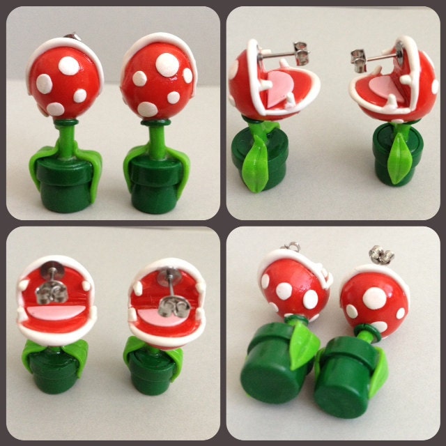 Super Mario Inspired Piranha Plant Earrings/Surgical Steel studs
