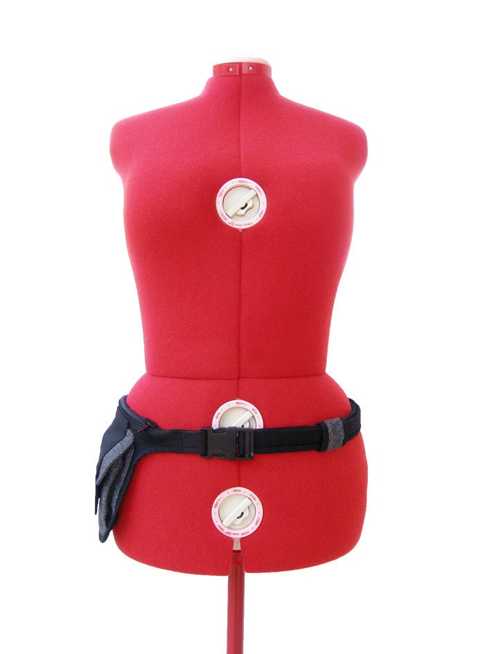 Industrial hip bag, pockets, gray, black