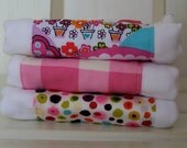 Set of Three Burp Cloths for a baby girl  Michael Miller, Alexander Henry