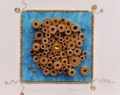 Original 3-Dimensional paper art, rolled paprt art, gold and blue paper