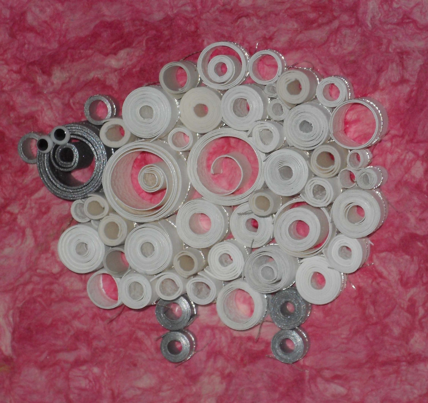 Original 3-Dimensional paper fine art, Sweet paper sheep, rolled paper art