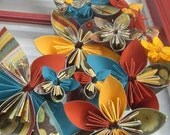 Welcome- Wreath decorated with paper flowers