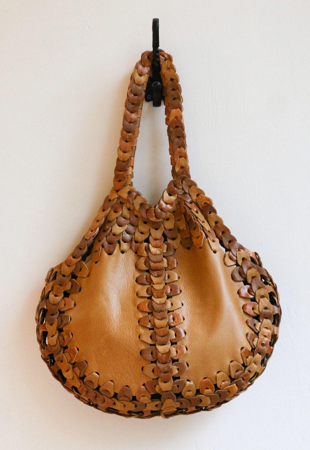 Handmade "Carlotta" Shoulder Bag. Leather with Brass Hardware.