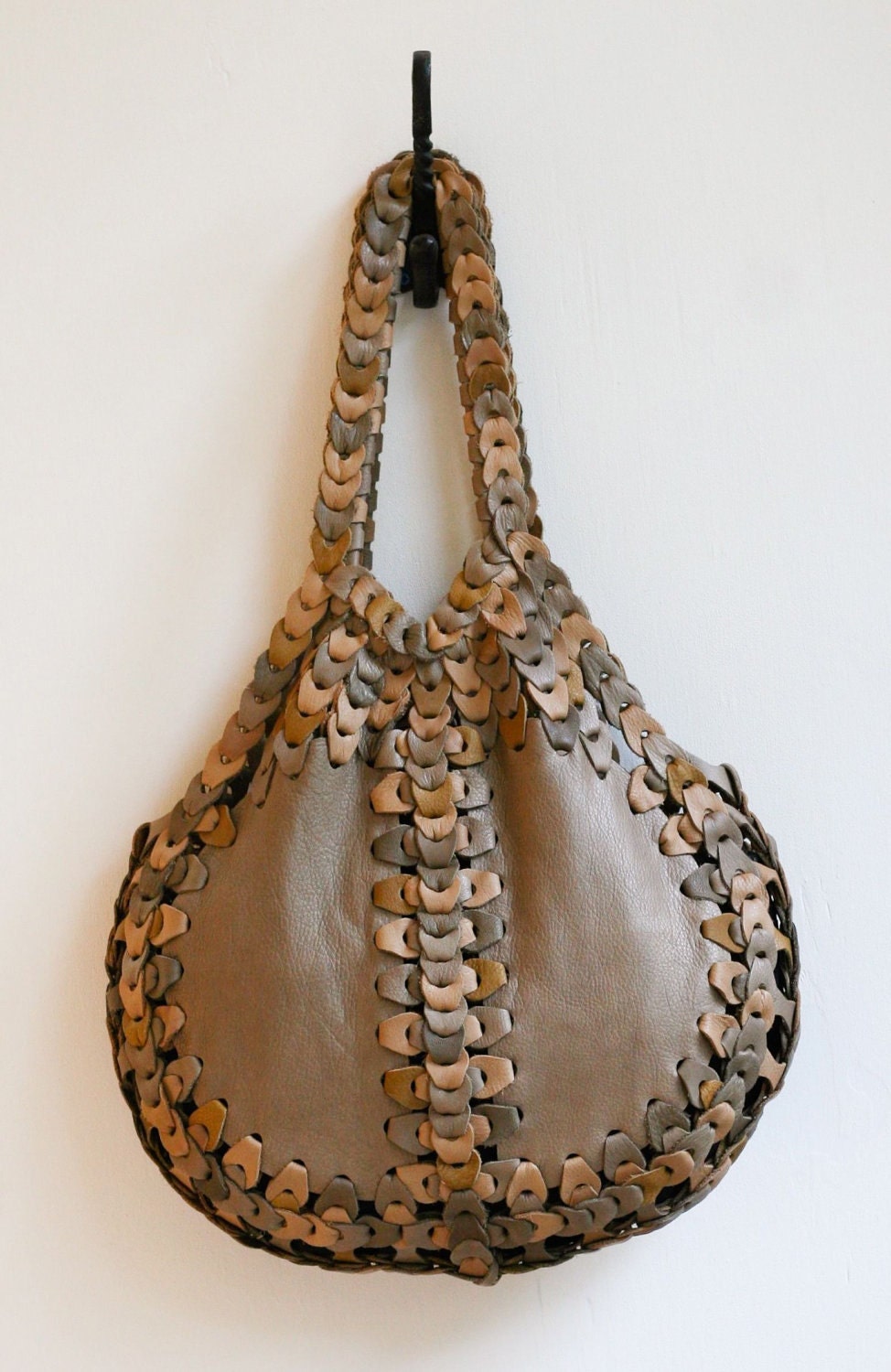 Handmade "Carlotta" Shoulder Bag.  Soft, Pebbled Leather with Brass Hardware.