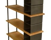 Modern Large wood and metal industrial bookshelf