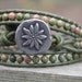 Semi-Precious Unakite Triple Green Leather Beaded Wrap Bracelet, Chan Luu Style