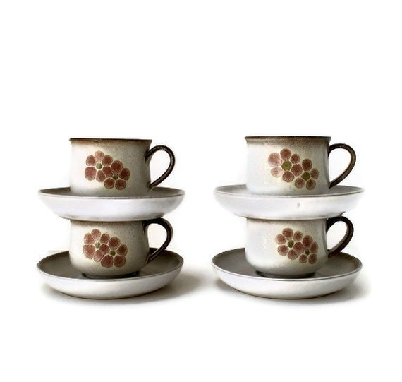 Denby Gypsy Stoneware Cups and Saucers, set of four