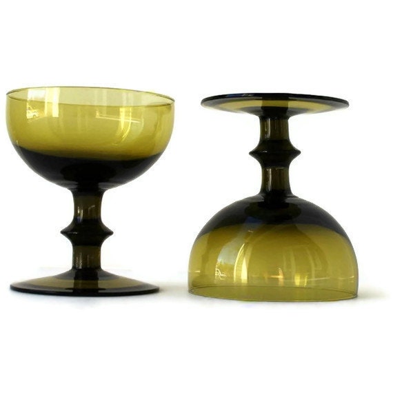 Six Hand Blown Glass Dessert Bowls