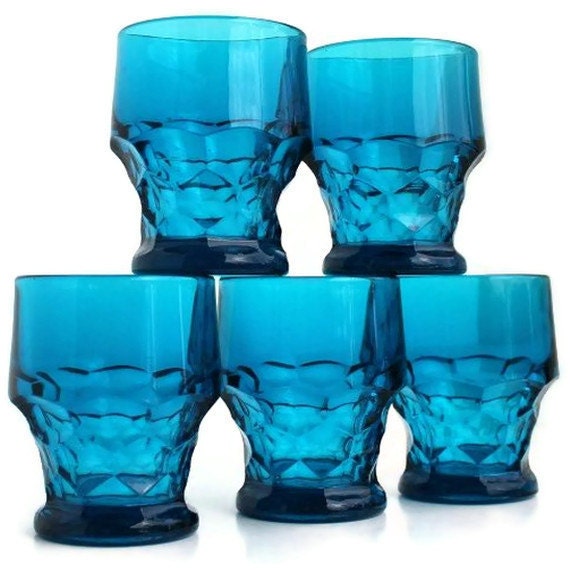 vintage juice glass - set of five Georgian in bluenique