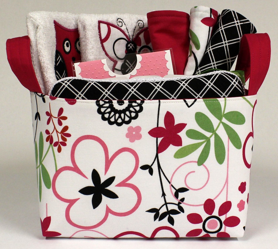 CLEARANCE - Diaper Bin 8 Piece Set - Pink and Black- Can Be PERSONALIZED