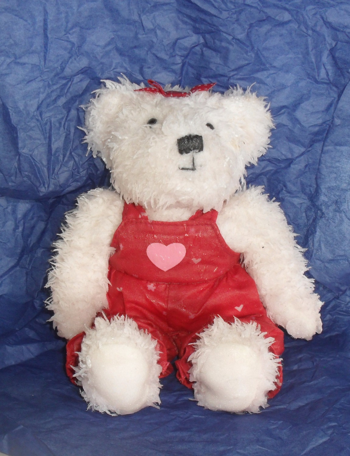 White Fluffy Bear. White Lilac and Lavender Scented Wax Dipped