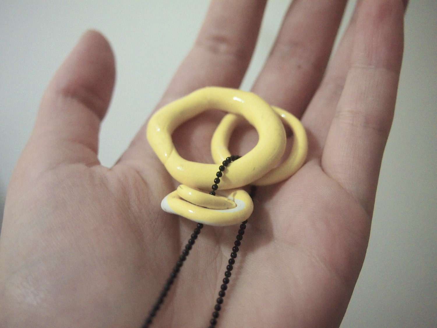 Yellow and White Lova Ring Necklace