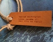 2 Custom Leather Luggage Tags  - Veg-tan color  - Perfect Gift for  Birthday, Wedding, or Anniversary