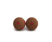 Button Earrings Red Apple Earrings Button Autumn trends