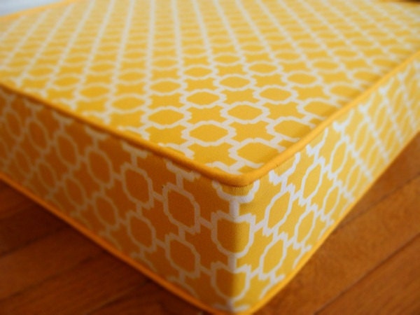 floor cushion modern indoor outdoor sunroom chabby and chic pillow  geometric yellow floor cushion