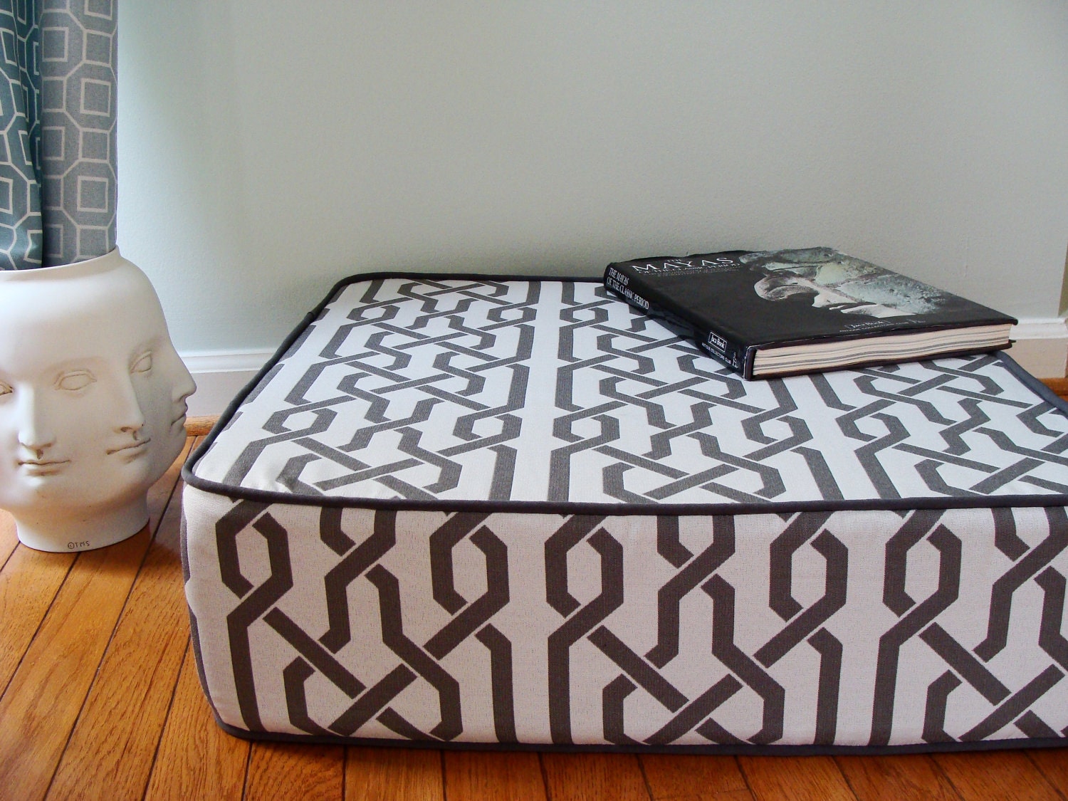 Reserved for wboutique gray modern cushion floor pillow ottoman - sale