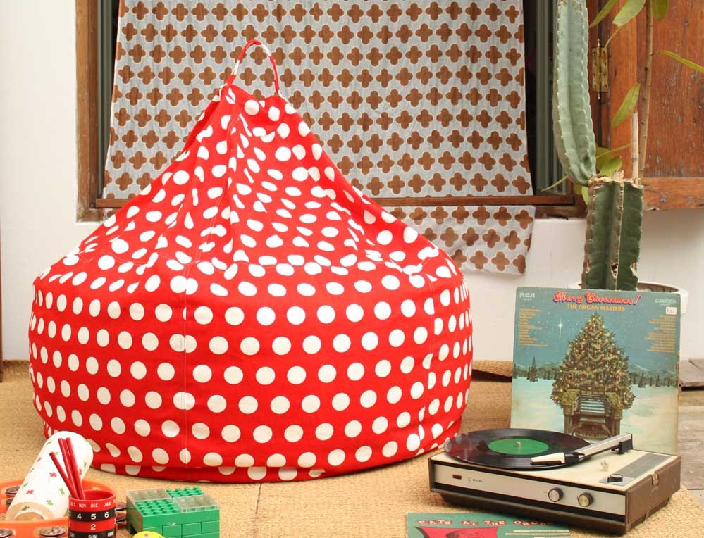 Super Cute Red and White Polka Dot Bean Bag Chair - Ready to ship