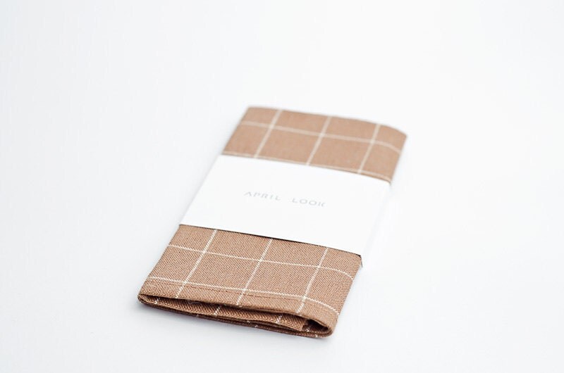 Beige linen pocket square