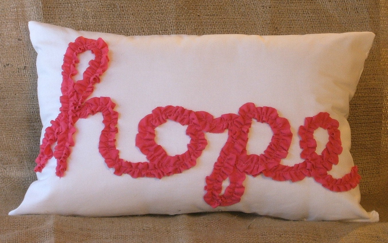 Pink hope Ruffle on White Muslin Pillow cover 18" X 12"