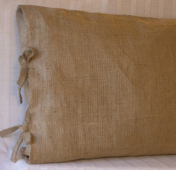 Burlap Pillow with Ties in 18 X 18 or 16 X 16 inches-Lined