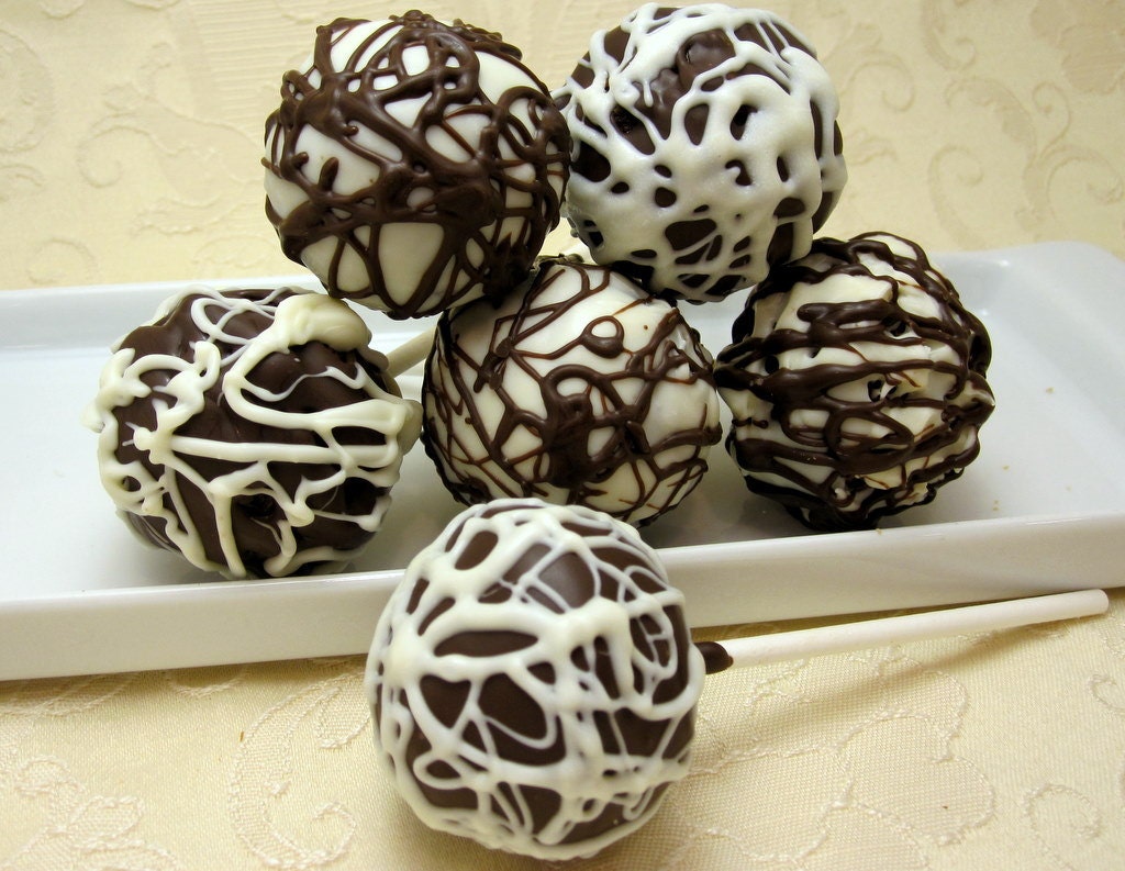 Brownie Pops Dipped in Semi-Sweet and Creamy White Chocolate - 24
