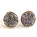 Stunning Mystic Druzy Quartz Stud Earrings Wire Wrapped Post 14k Gold Filled - Ready to ship same day, Gift for Her, last minute gifts