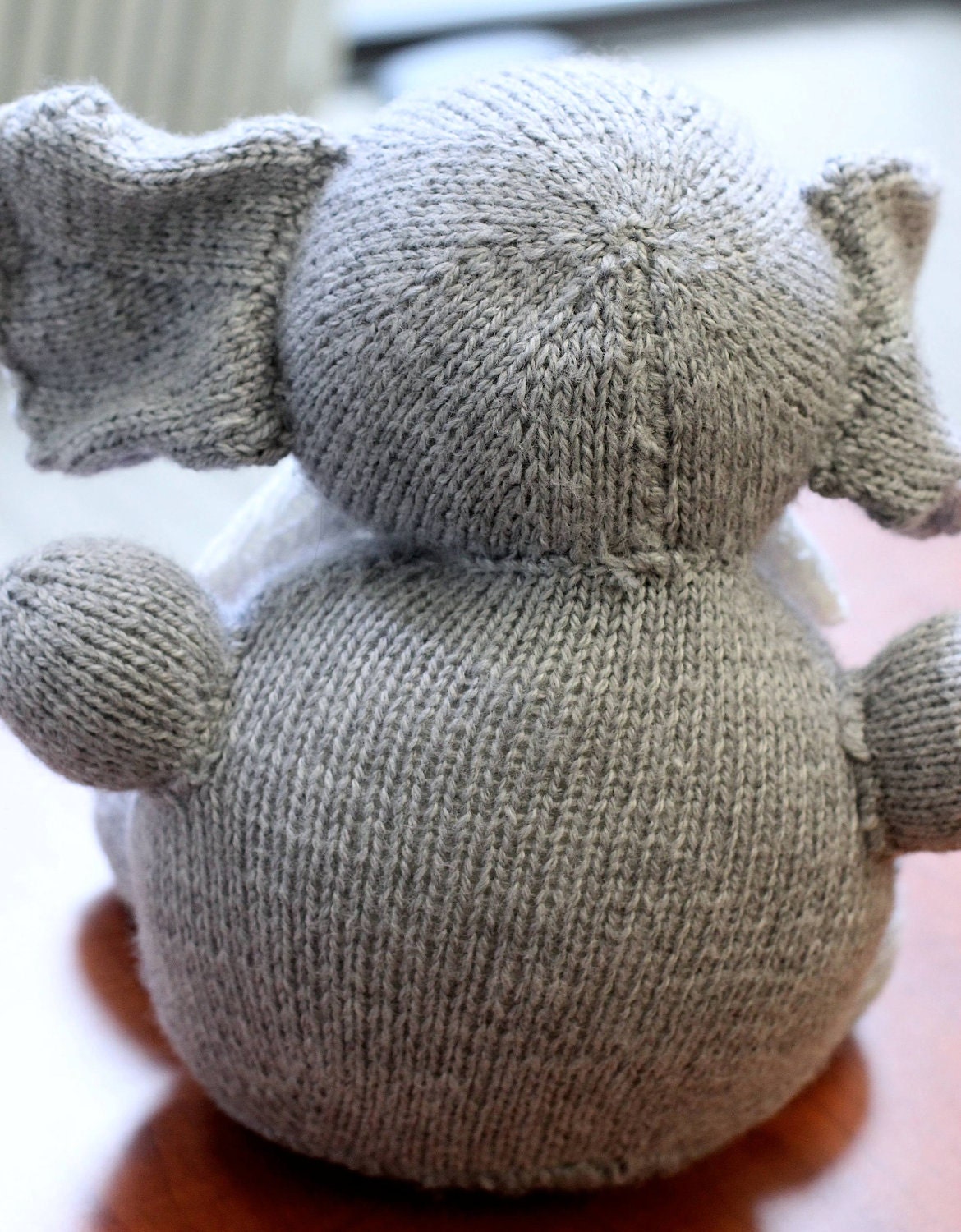 Knitted Large Plush Toy Elephant - Gray (Made to Order)