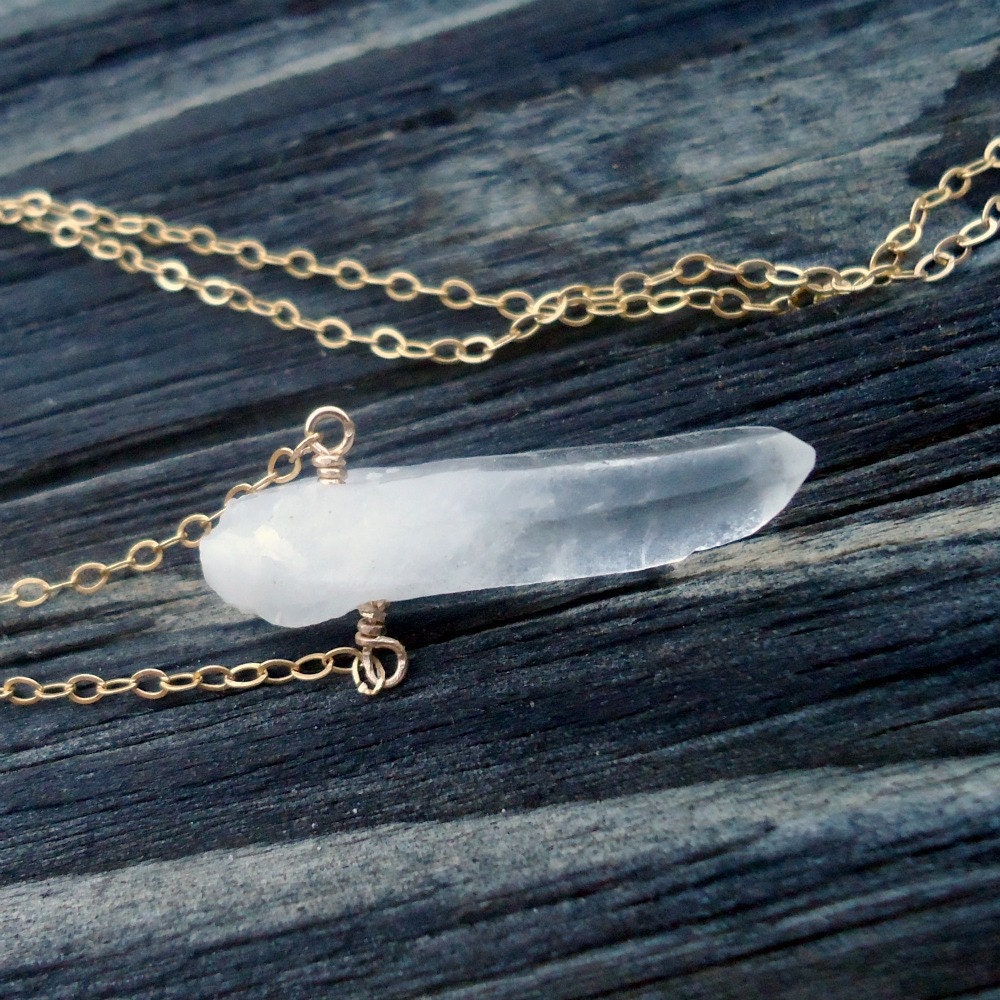Reserved Listing for Diana Shvartsberg - Clear Crystal Quartz Necklace 14K Gold Filled 18" chain Jewelry Icicle Point Arrow Spike N-TBM