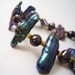 Pearl Bracelet Yellow Gold Jewellery Aubergine Jewelry Biwa Natural Gemstone Purple Iridescent Peacock B-45
