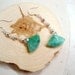 Green Jade Earrings Sterling Silver Jewelry Asian Jewellery Chinese Oriental Fan Gemstone Unique Handmade Triangle Geometric N-48