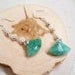Green Jade Earrings Sterling Silver Jewelry Asian Jewellery Chinese Oriental Fan Gemstone Unique Handmade Triangle Geometric N-48